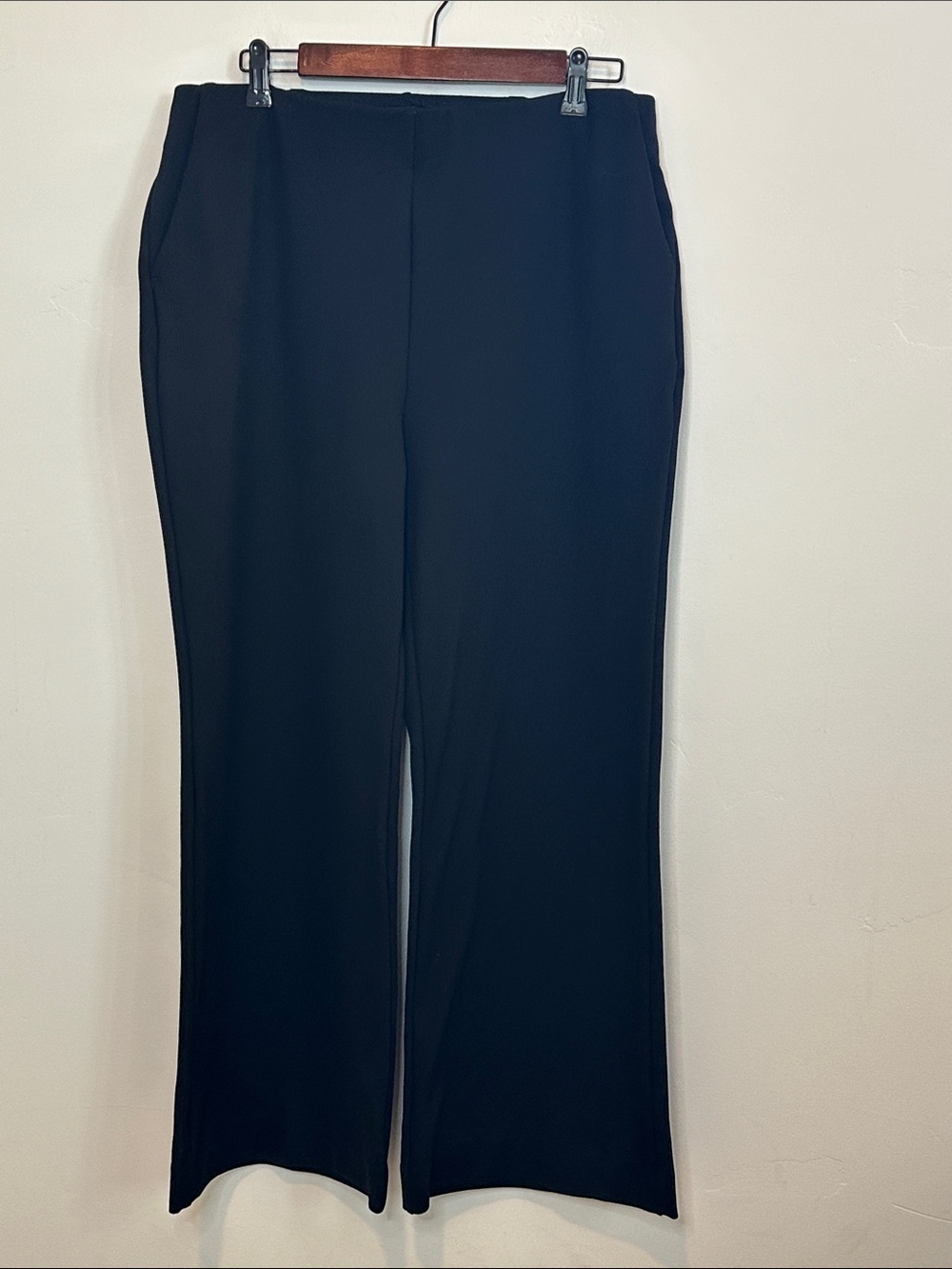 Chico's Black Ponte Pull-on Wide Leg Trouser Pants Size 2P / Misses 12 Petite